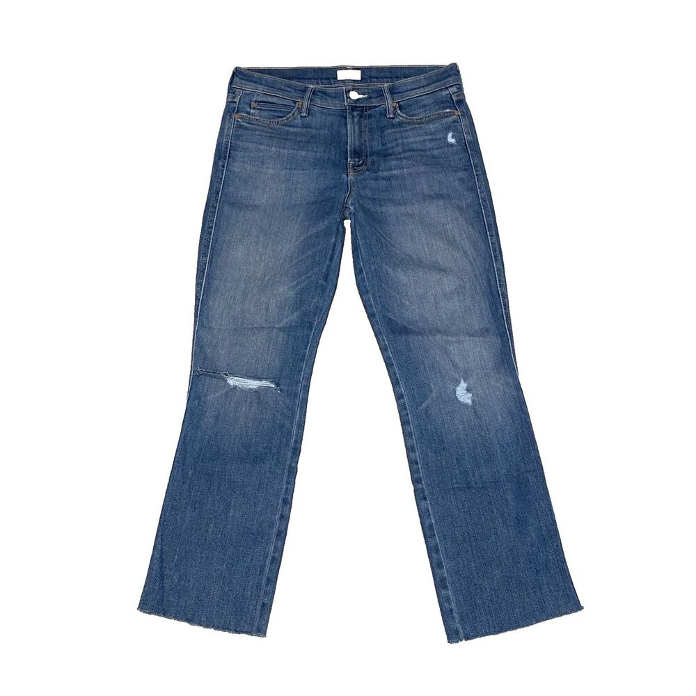Mother The Rascal Ankle Jeans Womens 29 (29x25) Blue Wild Straight Distressed